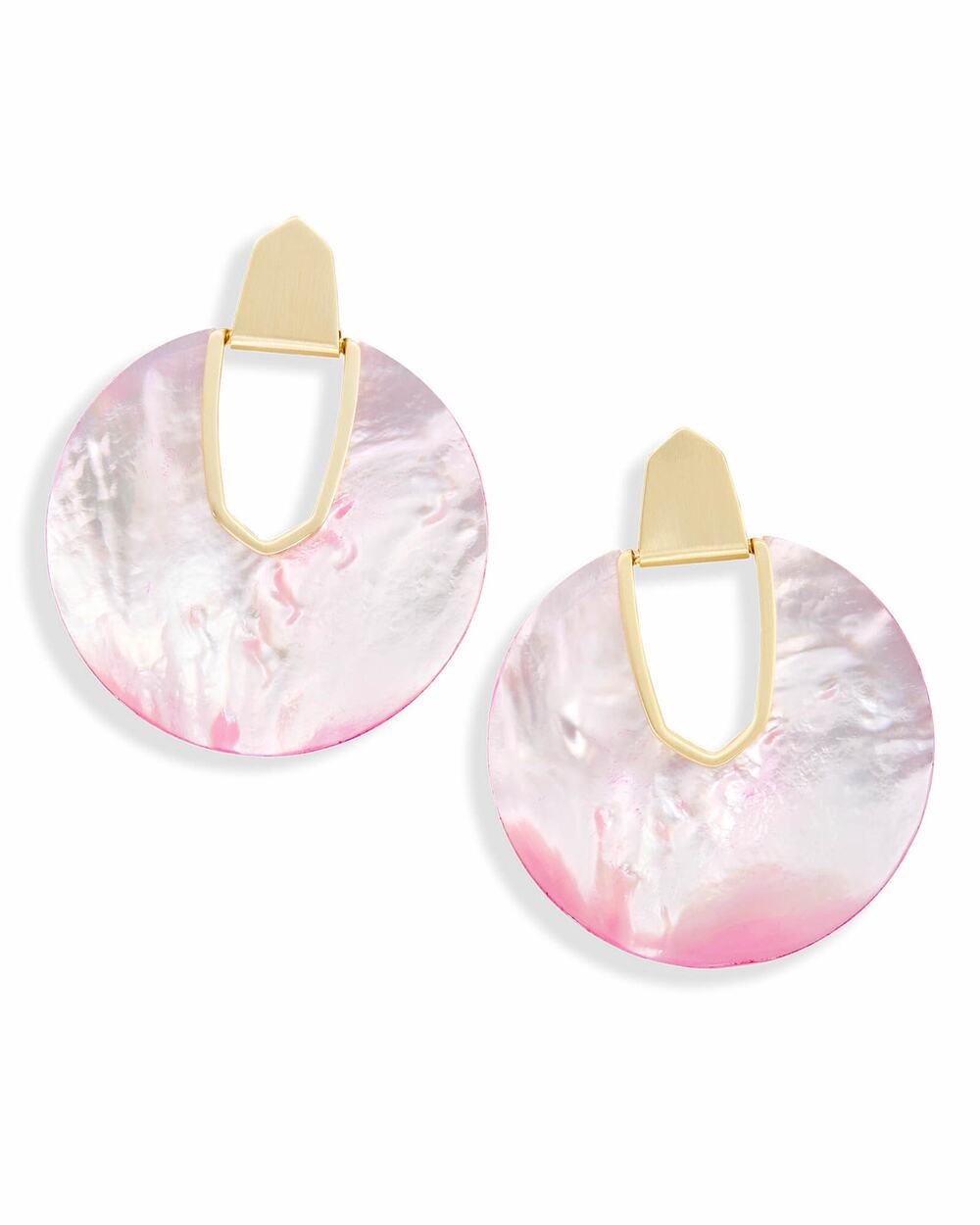 KENDRA SCOTT Diane Earrings Blush Pink Mother of Pearl Gold Plated Statement